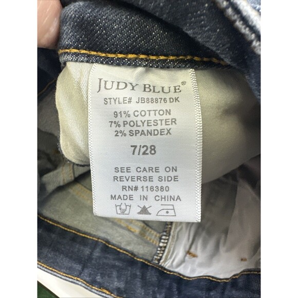 Judy Blue Mid Rise Tummy Control Wide Leg Crop Jeans Denim Stretch Womens 28 / 7 - Picture 9 of 14